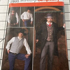 Simplicity 2895 men's historic/western frock coat, shirt, vest sewing pattern